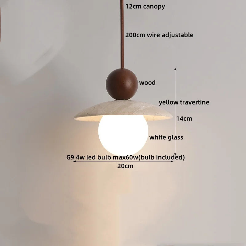 Helnys Yellow Travertine LED Pendant Lights Modern Nordic Hanging Lamp