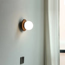 Helnys Wabi Sabi LED Wall Sconce White Glass Walnut Wood Modern Decor