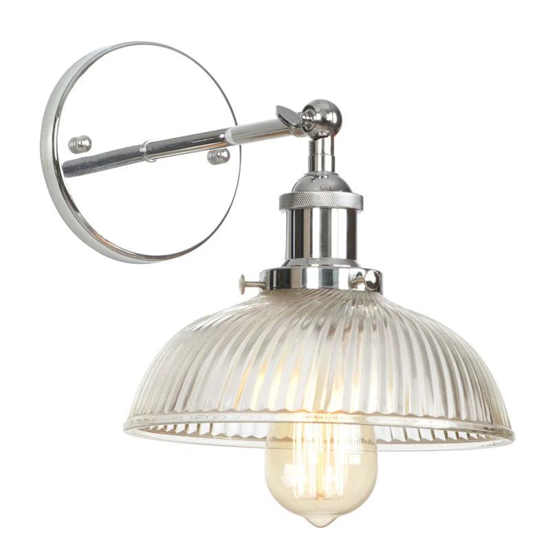 Helnys Clear Glass LED Wall Sconce Rural Bedroom Living Room Light Fixtures