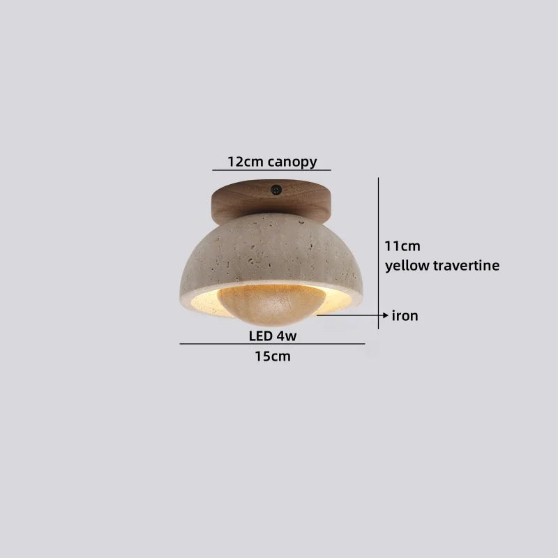 Helnys Yellow Travertine LED Ceiling Light: Nordic Modern Glass Ball Ceiling Lamp