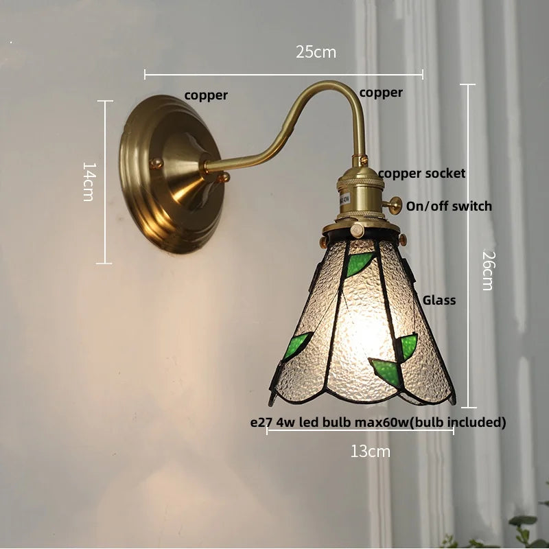 Helnys Nordic LED Wall Light Fixture Blue Glass E27 Stair Light Fixtures