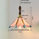 Helnys Tiffany Glass Pendant Lights Vintage Walnut Wood LED Hanging Lamp