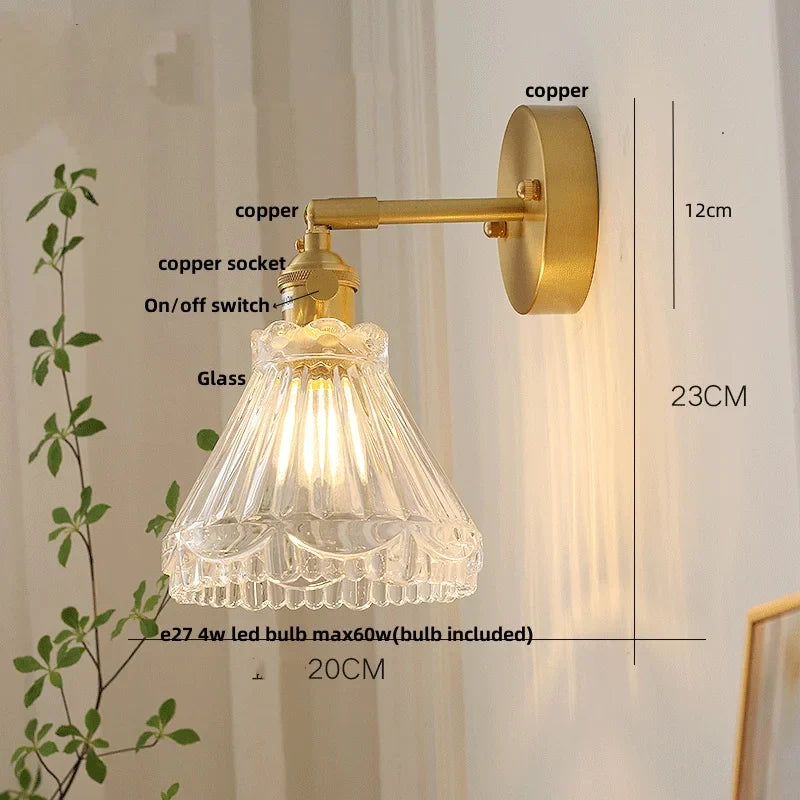 Helnys Walnut Wood LED Wall Sconce Modern Copper Pull Chain Switch Stair Light Fixtures