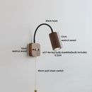 Helnys Walnut Wood LED Wall Lamps 30cm Black Hose Modern Nordic Bathroom Lights