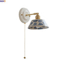 Helnys Flower Nordic LED Wall Lamp with Round Ceramic Shade & Brass Finish