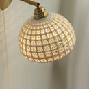 Helnys Ceramic Vintage LED Wall Light Bathroom Round Design Pull Chain Bedside Lamp