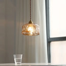 Helnys Vintage Industrial Amber Glass LED Pendant Light Fixture