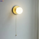 Helnys Glass Ball LED Wall Light Pull Chain Bedroom Cafe Bathroom Mirror Stair Lamp