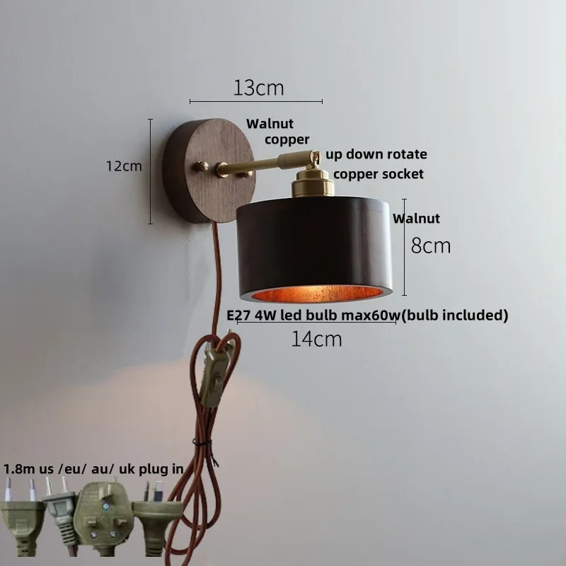 Helnys Nordic Wood LED Wall Sconce Up Down Rotate Stair Light
