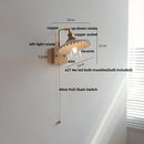 Helnys Nordic Modern Walnut Wood LED Wall Lamp with Rotatable Ceramic Copper Switch