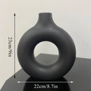Helnys Black Ceramic Vase Donuts Flower Pot Decoration Interior Office Desktop Decor