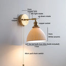 Helnys Nordic LED Wall Light White Umbrella Style Swing Copper Arm Bedside Lamp