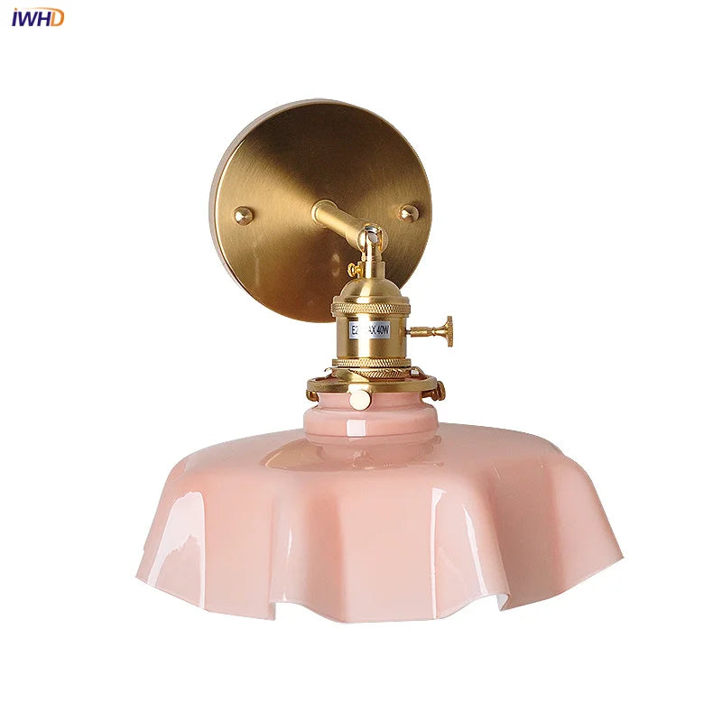 Helnys Copper Glass Wall Sconce LED Light Fixture Nordic Modern Stair Lamp