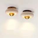 Helnys LED Ceiling Lamp Natural Yellow Travertine Walnut Wood Ceiling Lights
