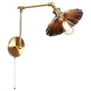 Helnys Gold Industrial LED Wall Lamp with Pull Chain Switch