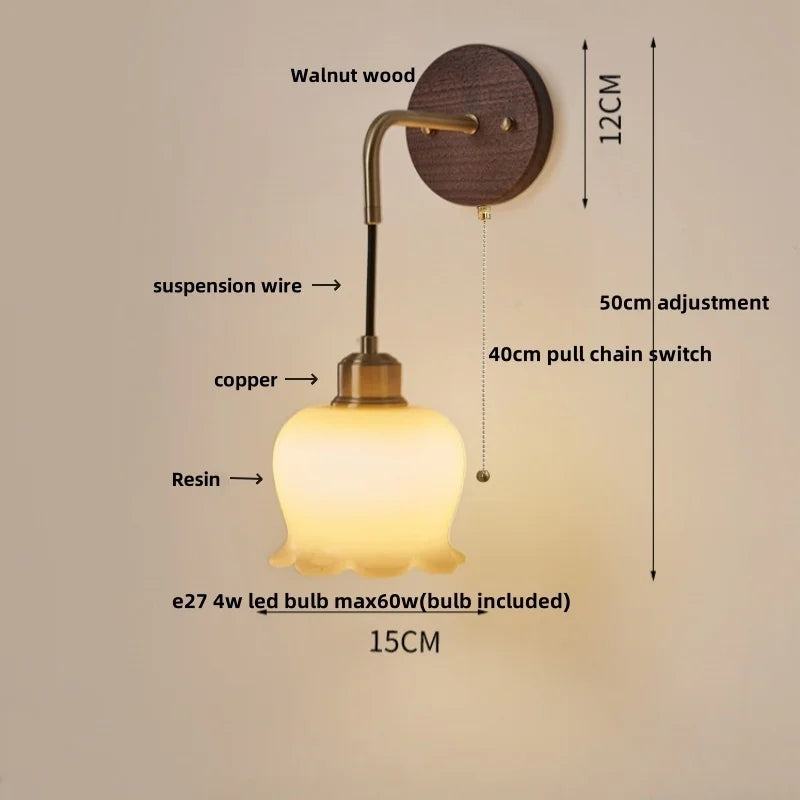 Helnys Nordic LED Wall Sconce Wood Base Modern Vanity Light