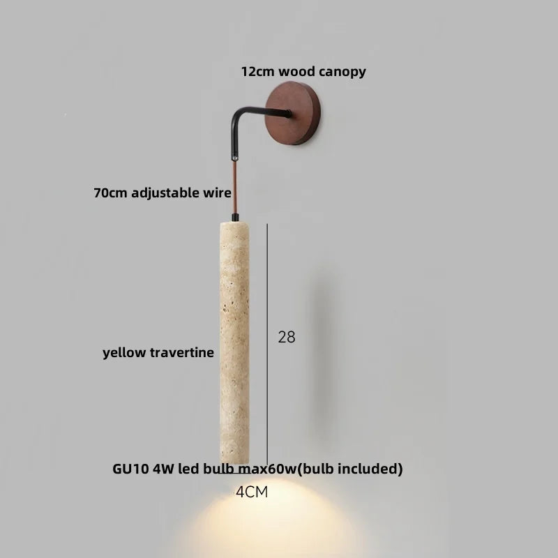 Helnys Yellow Travertine LED Wall Sconce Adjustable Lamparas for Home Decor