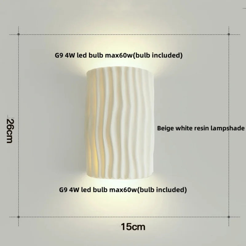 Helnys Double LED Wall Lamp Sconce Nordic Modern Home Decor Resin Mirror Light