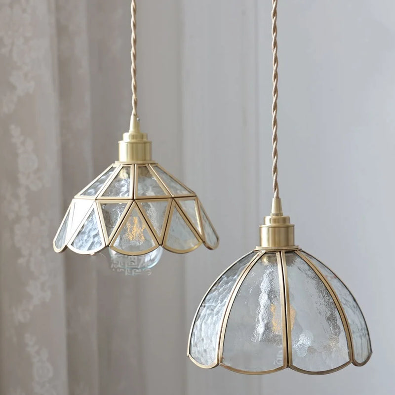 Helnys Nordic Copper Glass Hanging Pendant Light for Modern Living Spaces