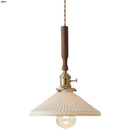 Helnys Ceramic & Walnut Wood LED Pendant Lamp with Knob Switch