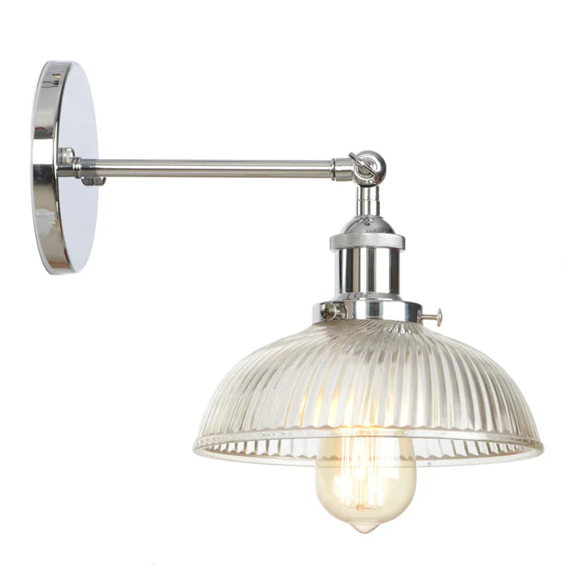 Helnys Clear Glass LED Wall Sconce Rural Bedroom Living Room Light Fixtures