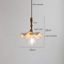Helnys Wood Handle Copper LED Pendant Lights Fixture Modern Hanging Lamp