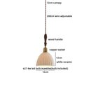 Helnys Round LED Pendant Light - Japan Style Chandelier Wood/Ceramic/Copper