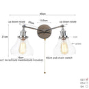 Helnys Retro LED Wall Light Fixtures with Pull Chain Switch, Industrial 2 Heads Sconce