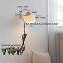 Helnys Wood White Ceramic Wall Lights - Pull Chain Switch LED Mirror Light