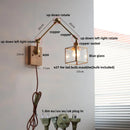Helnys Modern LED Wall Lamp Glass Pull Chain Switch Rotatable Swing Arms Fixtures