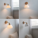 Helnys Nordic LED Wall Light Copper Arm White Glass Bedside Lamp
