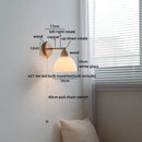 Helnys Nordic LED Wall Light Copper Arm White Glass Bedside Lamp