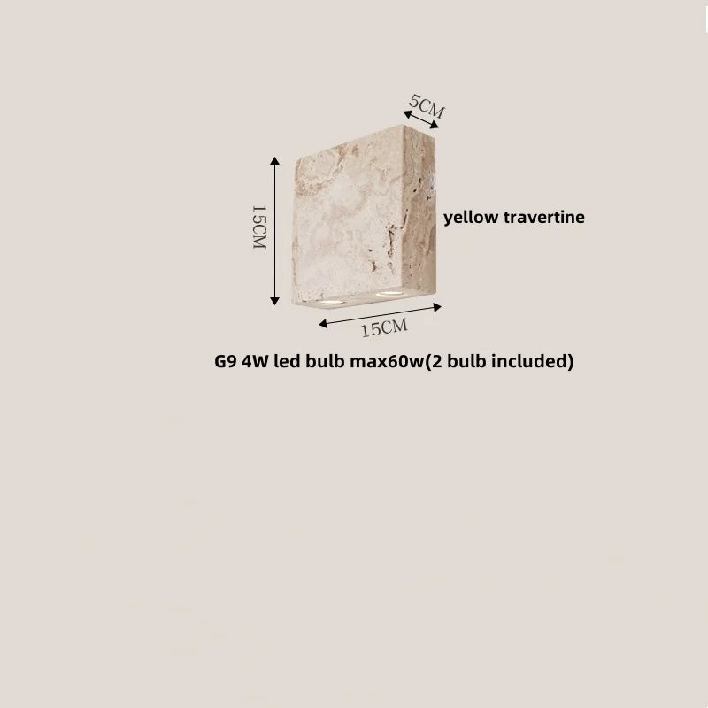 Helnys Modern Nordic Travertine Stone Wall Sconce LED Wall Light for Coffee Corridor