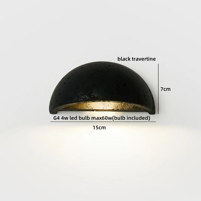 Helnys Black Stone LED Wall Sconce Japan Style Stair Light Fixtures
