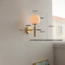 Helnys White Glass LED Wall Sconce with Pull Chain Switch & Copper Base