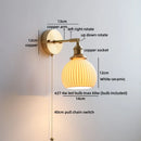Helnys Nordic LED Wall Light White Umbrella Style Swing Copper Arm Bedside Lamp