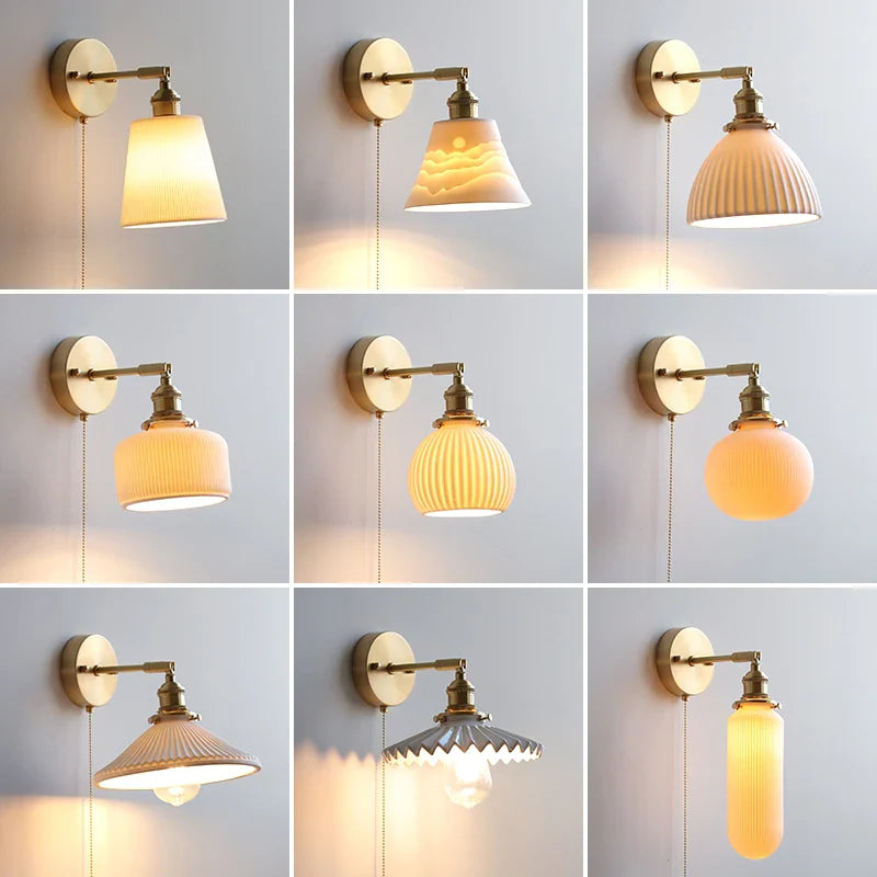 Helnys Ceramic LED Wall Light for Indoor Decor, Stair Lighting, Living Room, Balcony