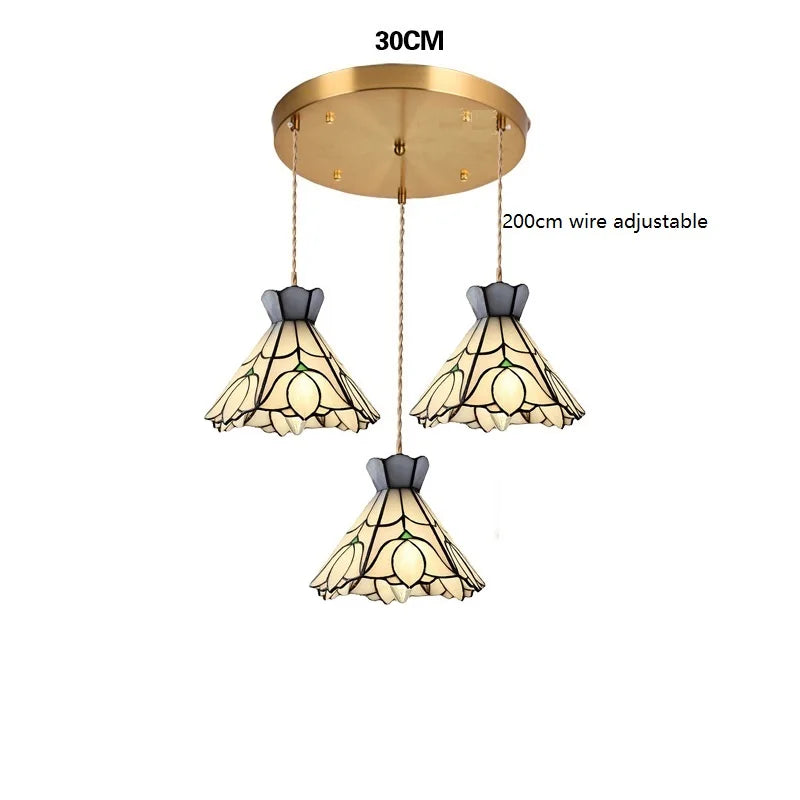 Helnys Flower Glass Copper Hanging Lamp: Nordic Modern LED Pendant Light