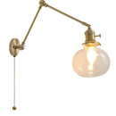 Helnys Smoke Glass Ball LED Wall Sconce - Modern Copper Long Arm Light