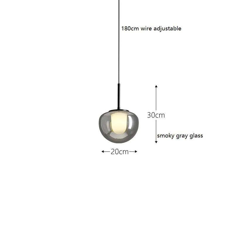 Helnys Gray Glass LED Pendant Lights 5w Modern Hanging Lamp for Home Decor