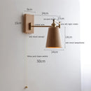 Helnys LED Wall Sconce Lamp Walnut Ash Wood with Pull Chain Switch