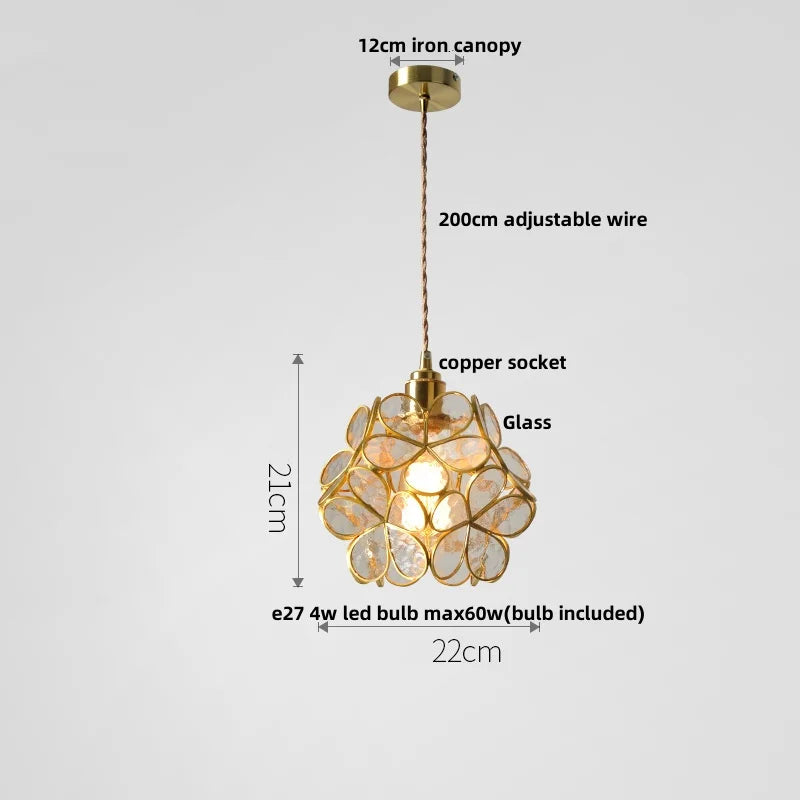 Helnys Glass Copper LED Pendant Lamp E27 Nordic Modern Luxury Hanging Lights