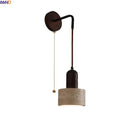 Helnys Wood Yellow Stone Shade LED Wall Light with Pull Chain Switch
