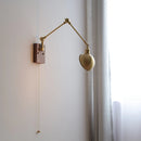 Helnys Copper LED Wall Light with Pull Chain Switch, Nordic Modern Design