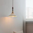 Helnys Ceramic Wood Copper LED Pendant Light Stair Bar Bedroom Cafe Hanging Lamp