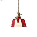 Helnys Tiffany Glass Pendant Lamp LED Handcrafted Modern Knob Switch Red Nordic Glass