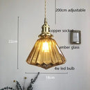 Helnys Diamond Amber Glass LED Pendant Lights for Home Indoor Lighting