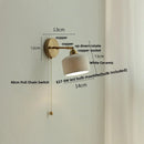 Helnys Nordic LED Wall Light with Pull Chain Switch, White Ceramic Rotation for Home