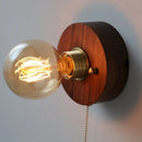 Helnys Nordic LED Wall Lamp Round Walnut Wood Kitchen Stair Light