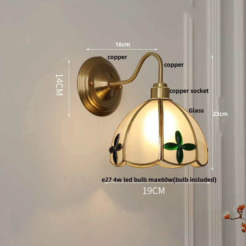 Helnys Vintage Copper Loft LED Wall Lights Glass Bedroom Lamparas De Pared